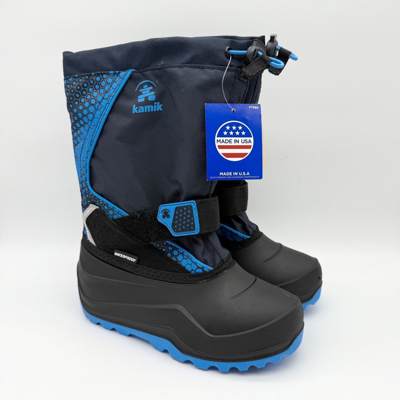Kamik Kids Snowfall P Winter Boots US 13 EU 31 Blue Black Waterproof NIB