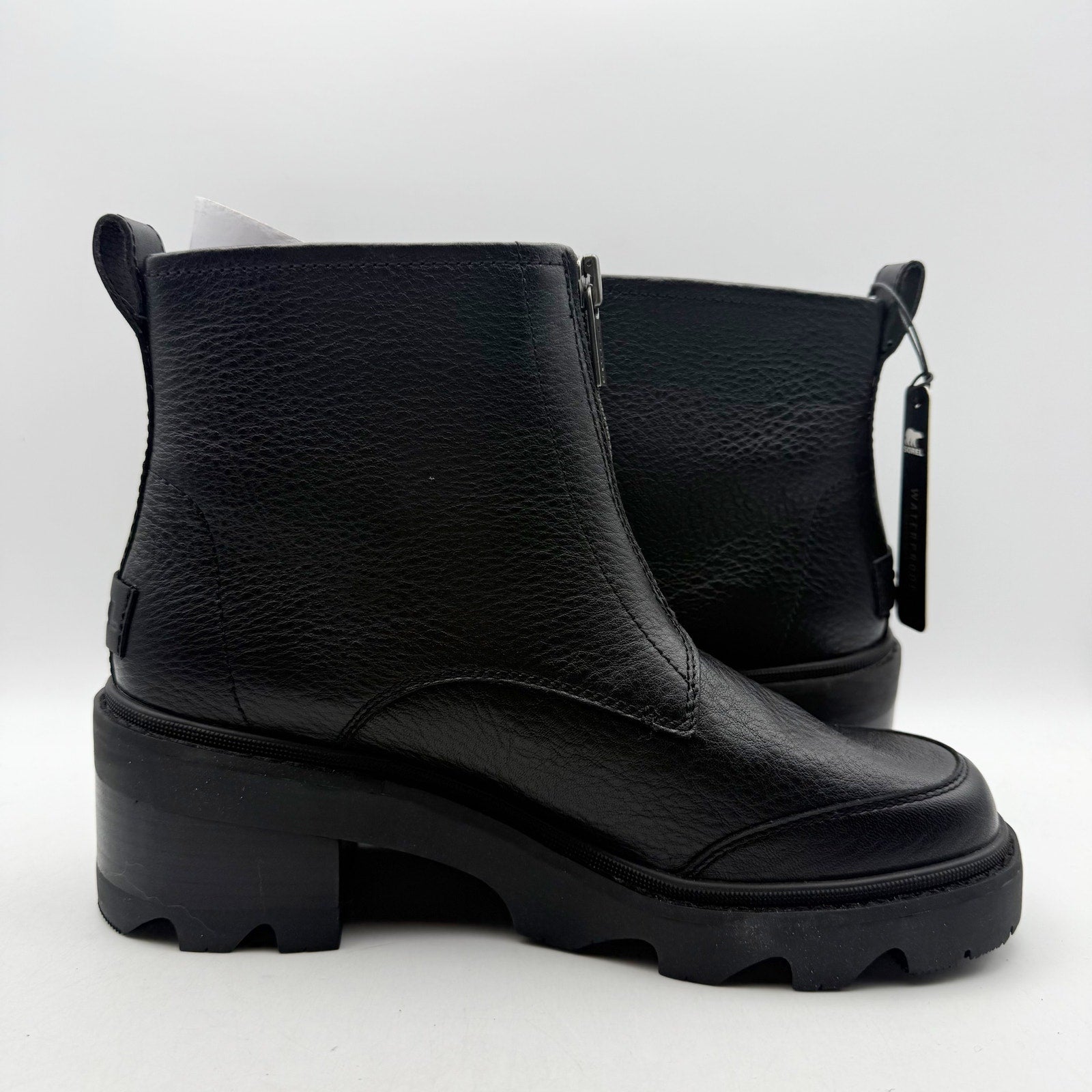 Sorel Womens Joan Now Zip Ankle Bootie Size 9 EU 40 Black Leather Waterproof NIB