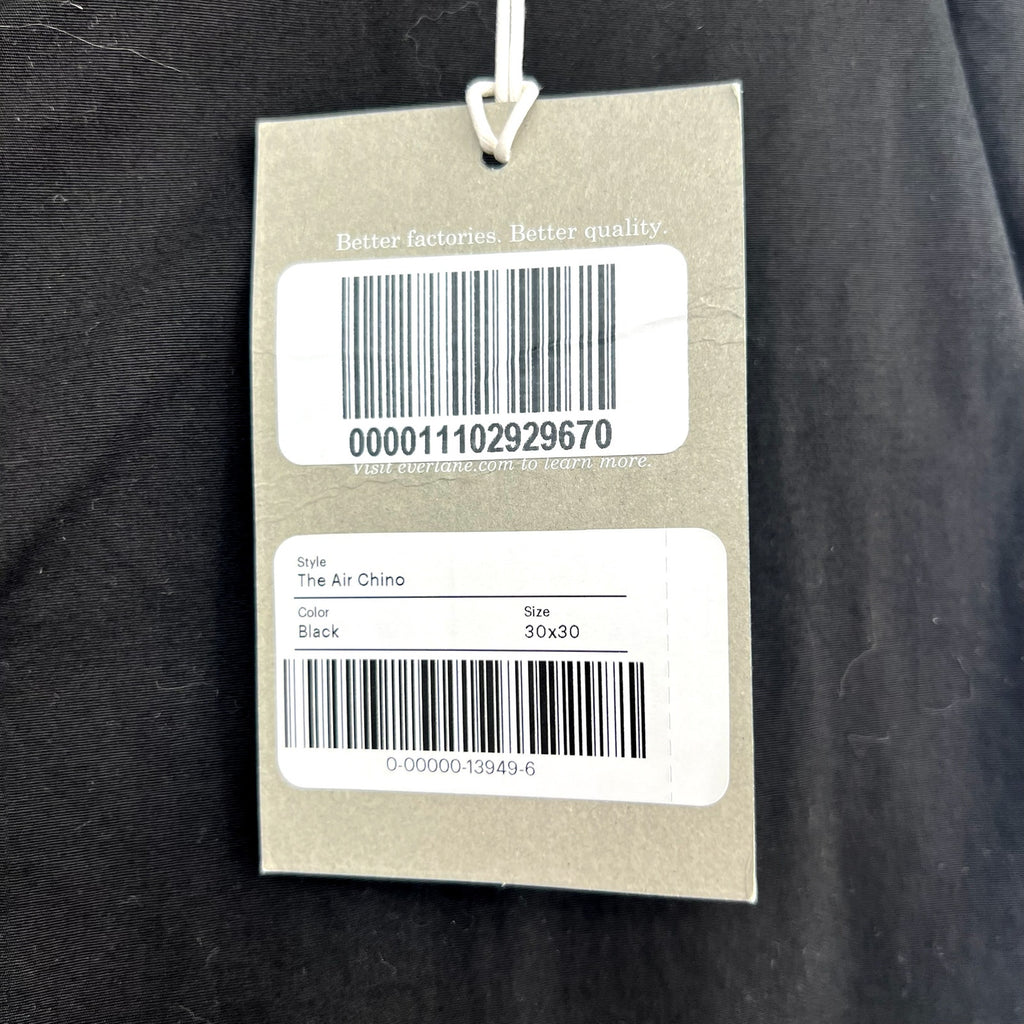 EVERLANE Mens The Air Chino Pants 30x30 Black Stretch Cotton Poplin Slim Fit NWT