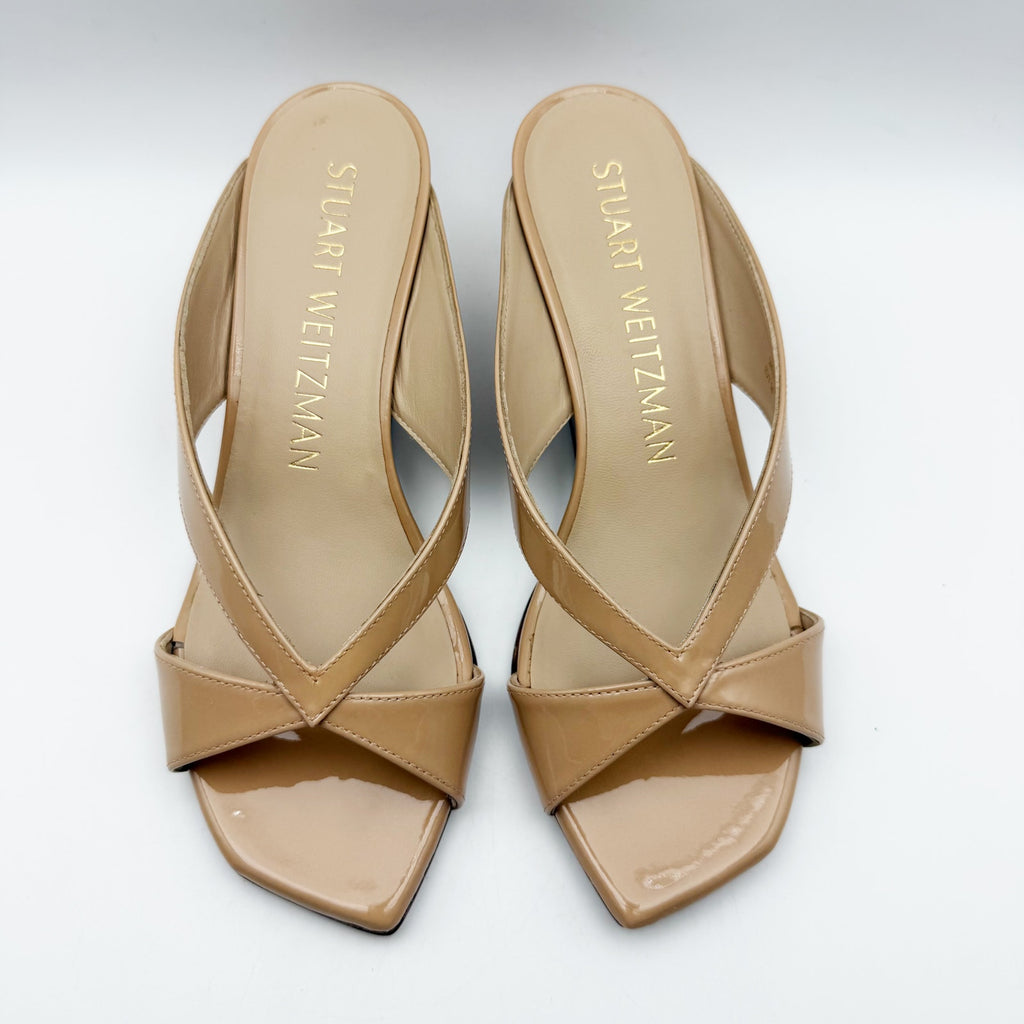 Stuart Weitzman Womens Miami 50 Wedge Slide Sandals Size 7.5 Tan Leather NIB