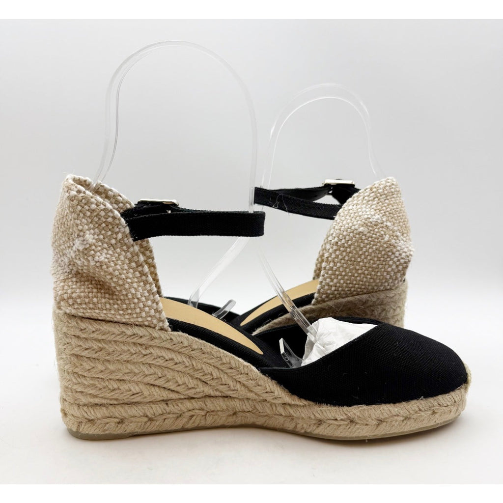 CASTANER Womens Chiarita Wedge Espadrilles Size 6.5 EU 37 Black 60 mm Heels NIB