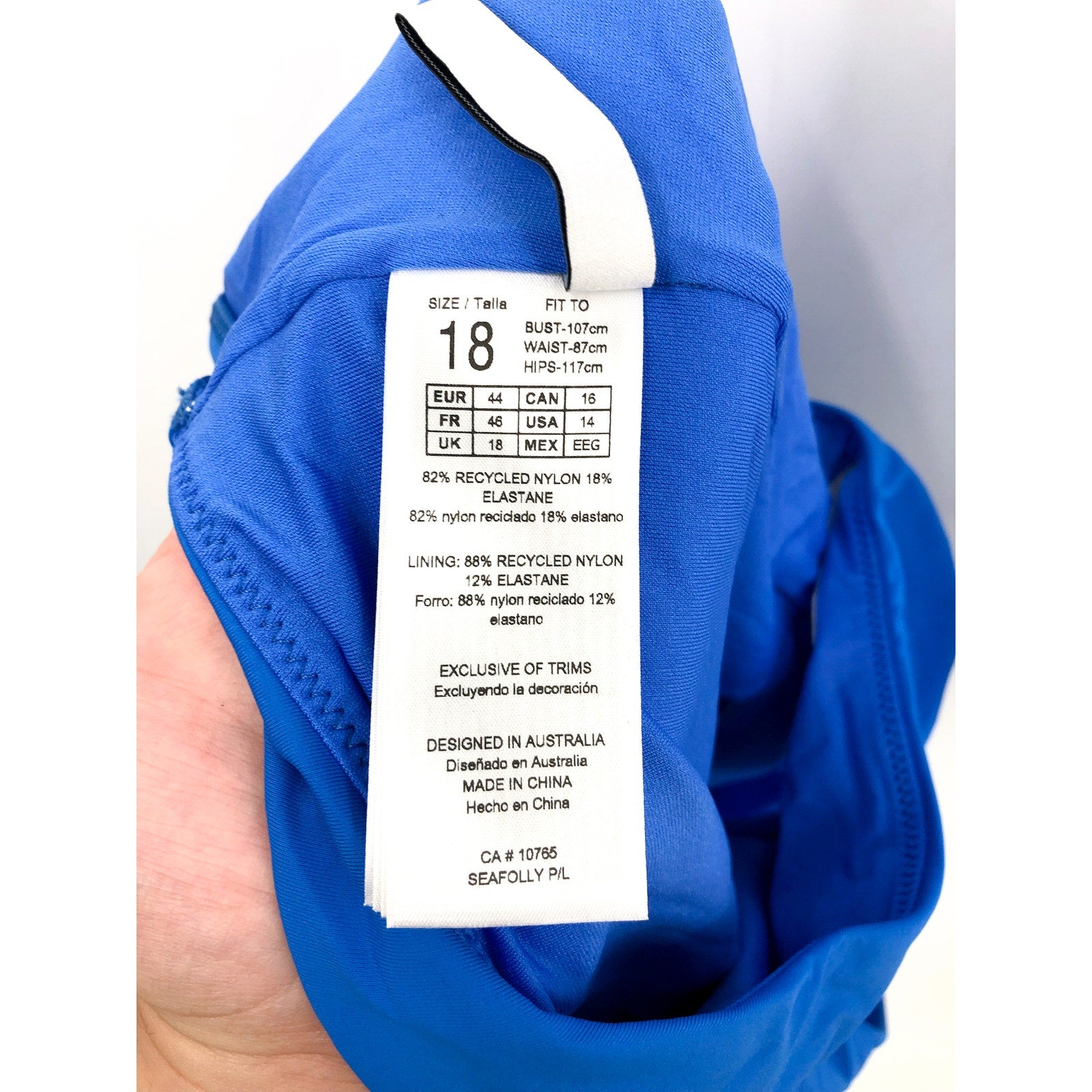 SEAFOLLY COLLECTIVE Cross Back One Piece Swimsuit Size 14 Blue Deep V Neck NWT