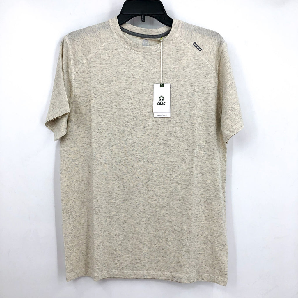TASC Mens Performance Carrollton Fitness T-Shirt Small Beige Mineral Heather NWT