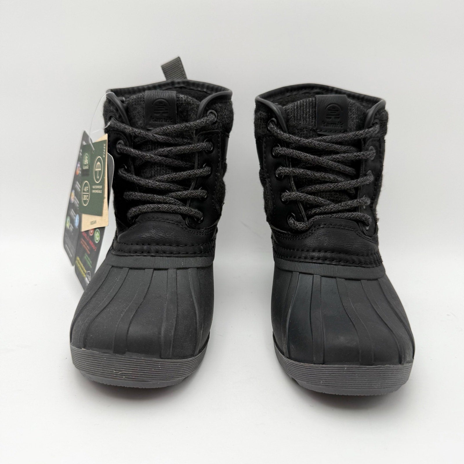 Kamik Girls Mid-Calf Winter Boots US 12 EU 30 Black Waterproof Insulated NIB