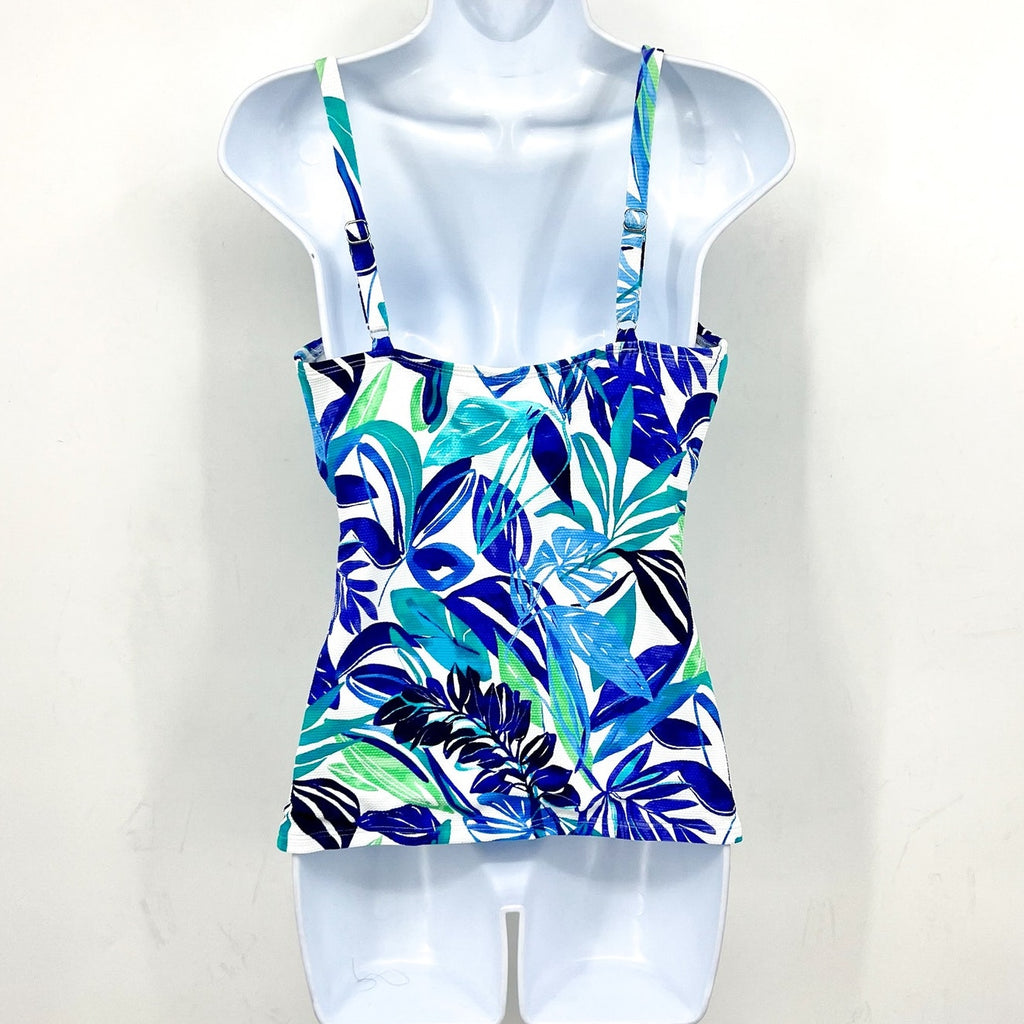 TOMMY BAHAMA Marina Underwire Tankini Top Large Beach Glass Blue Island Cays NWT