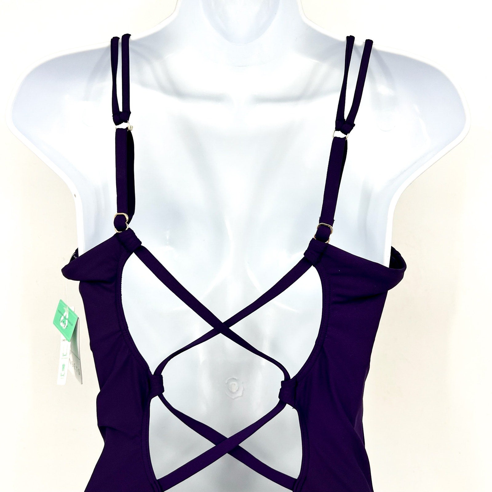 SUNSETS Women's Veronica One Piece Swimsuit Large Purple Plum Cross-Back NWT