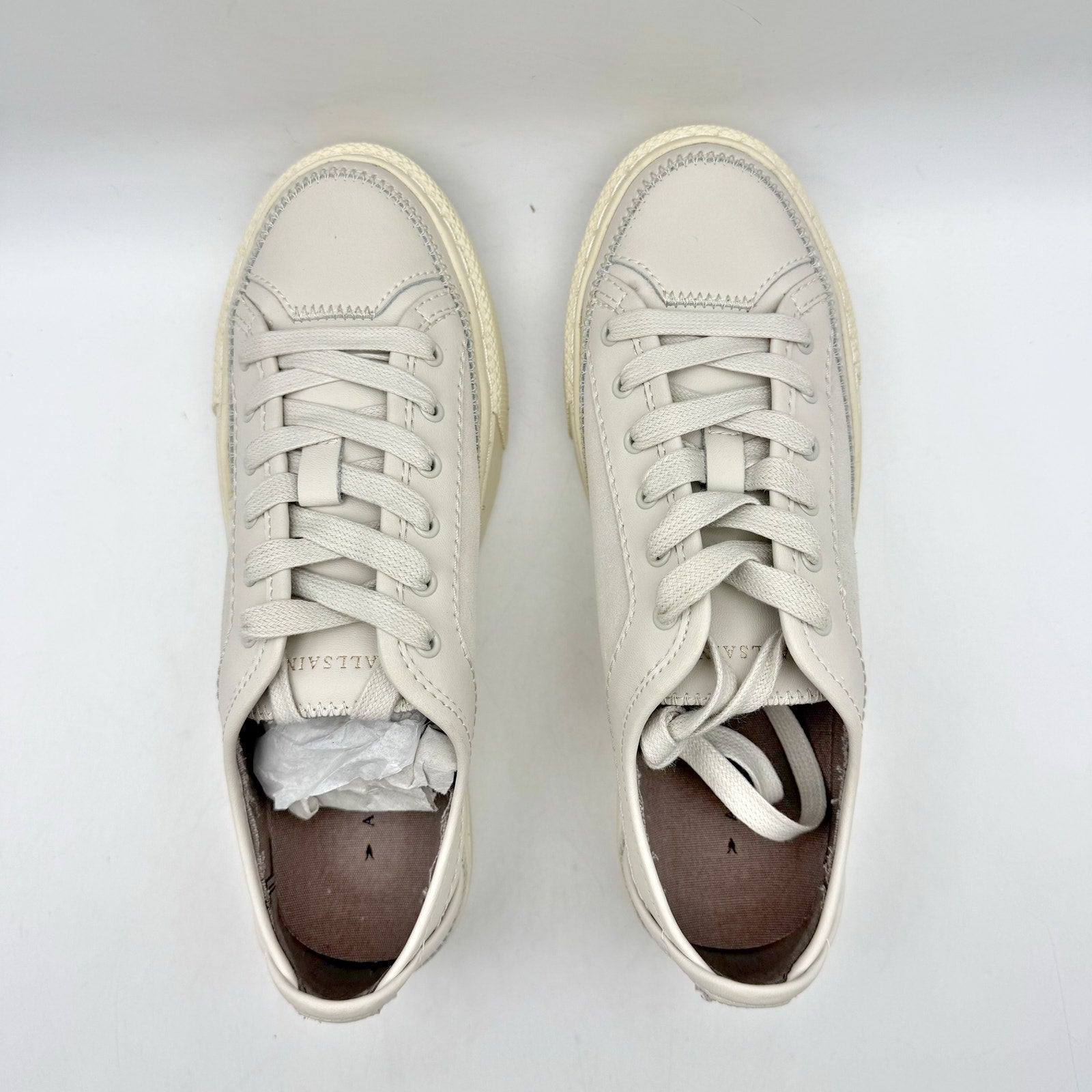 ALLSAINTS Womens Milla Sneaker EU 37 US 7 Off White Leather NWOB