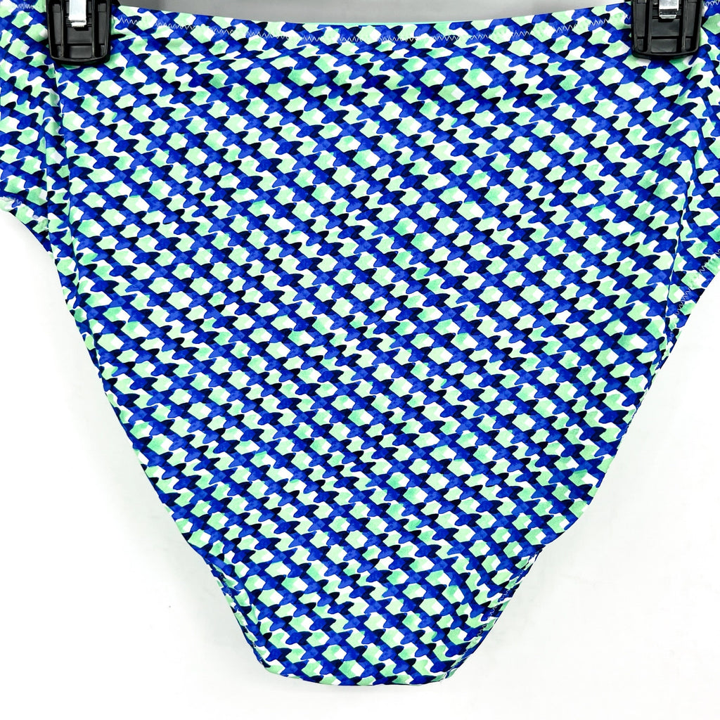 TOMMY BAHAMA Mosaic Bikini Bottoms Medium Beach Glass Blue Palm Modern NWT
