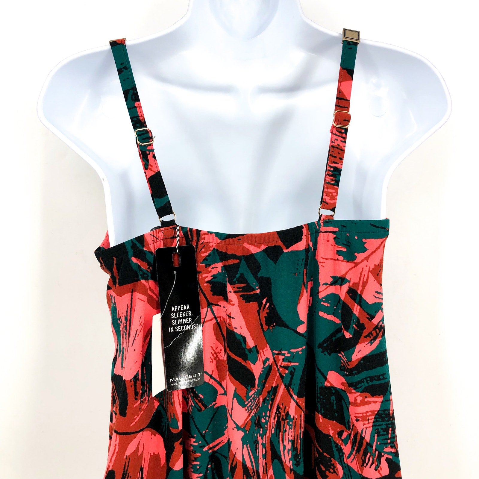 MAGICSUIT Women's Grace Tankini Swim Top Size 8 Black Red Livin Lush Print NWT