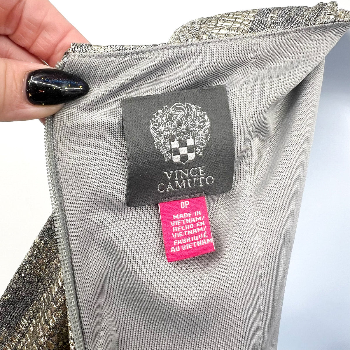 Vince Camuto Women's Metallic Wide-Leg Jumpsuit 0 Petite Gold Belted NWT