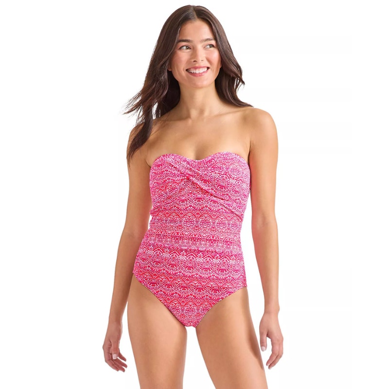 TOMMY BAHAMA Island Cays Point Bandeau One Piece Swimsuit Size 16 Pink Maui NWT