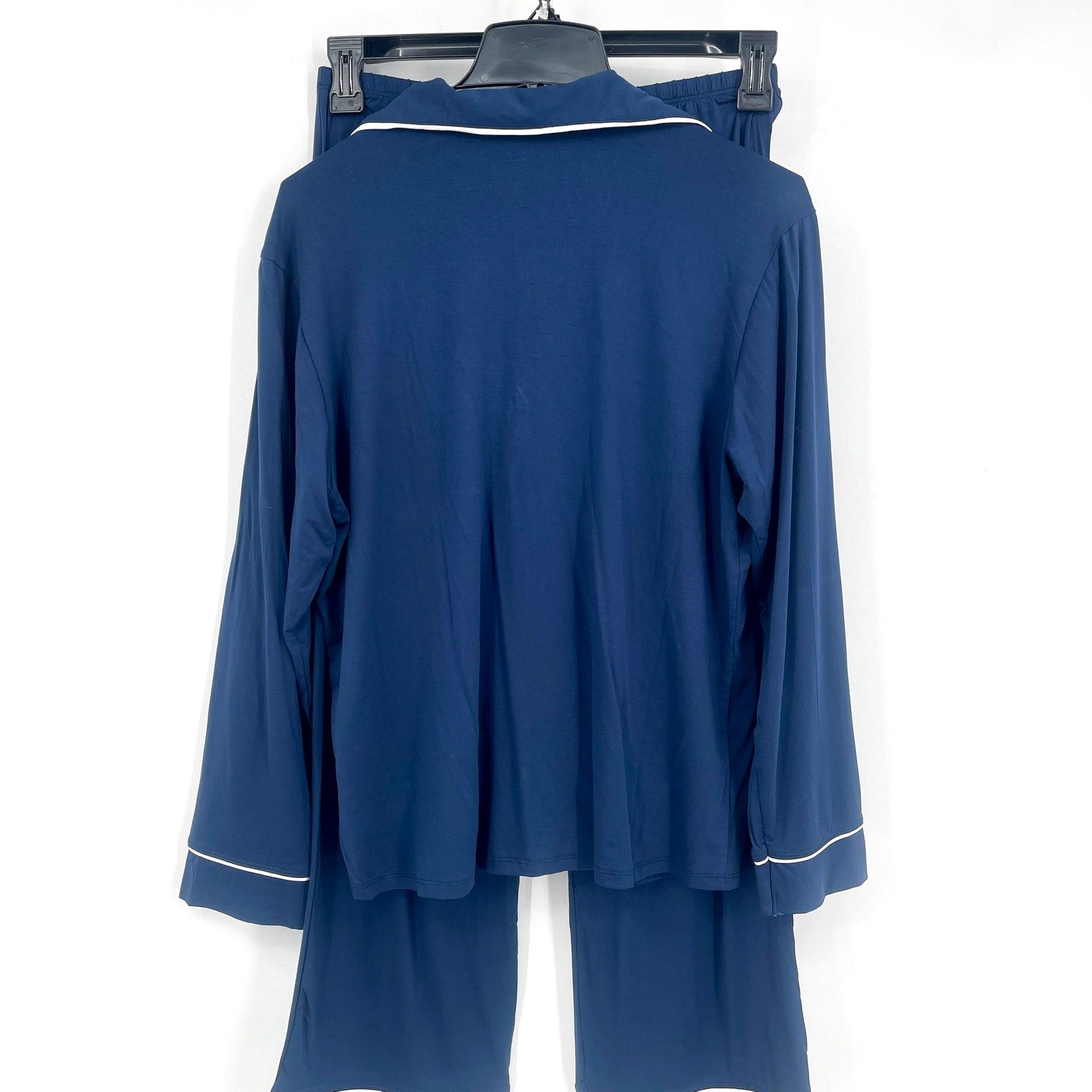 EBERJEY Women's Gisele Long PJ Set Small Navy Blue Ivory TENCEL Modal NWOT