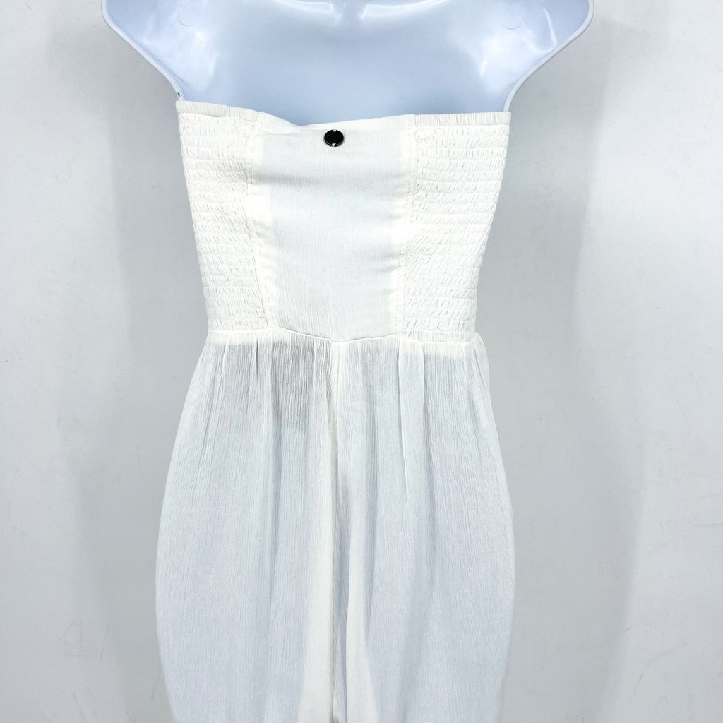 PRANA Women's Fernie Smocked Strapless Jumpsuit Small White Sleeveless NWT