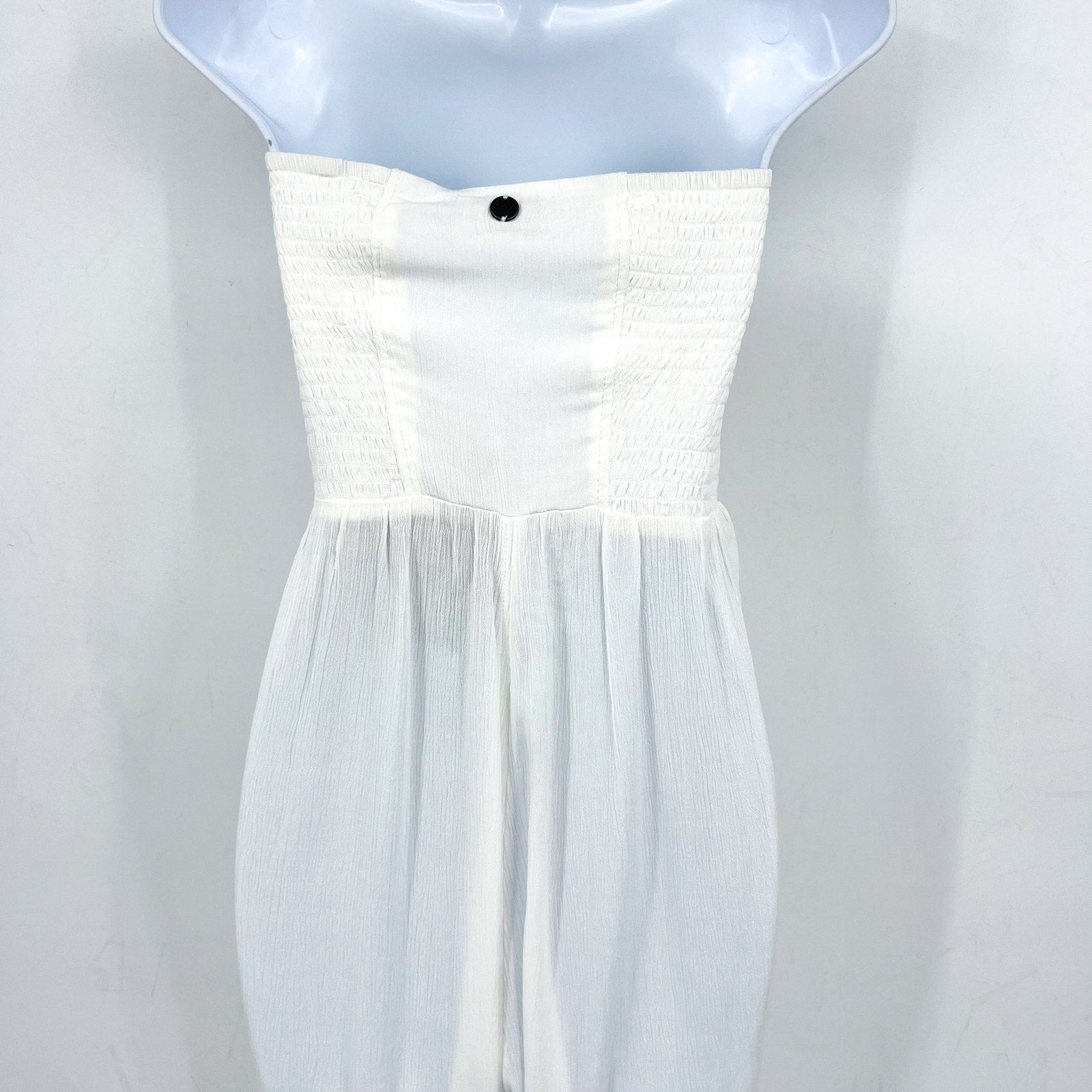 PRANA Women's Fernie Smocked Strapless Jumpsuit Small White Sleeveless NWT