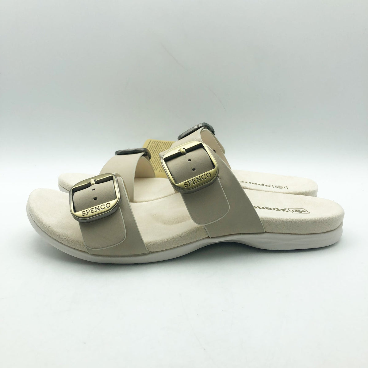 Spenco Womens Vista Slip On Sandals Size 9.5 WIDE Grey Morn Leather APMA NIB