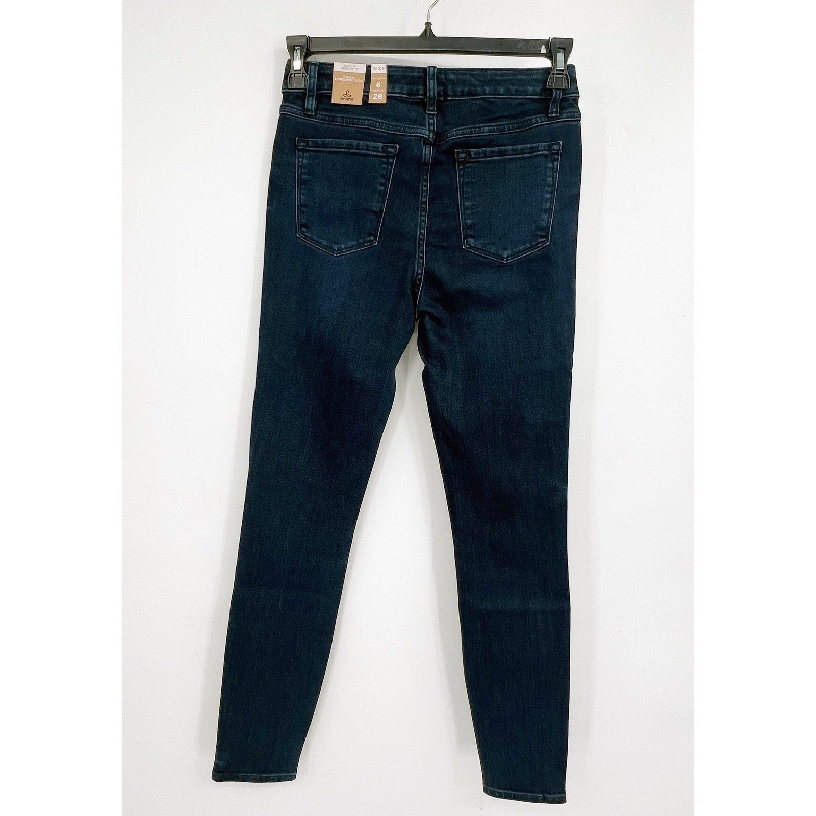 Prana Womens Sienna Skinny Jeans 28x31 US 6 Deep Blue Stretch Denim Mid Rise NWT