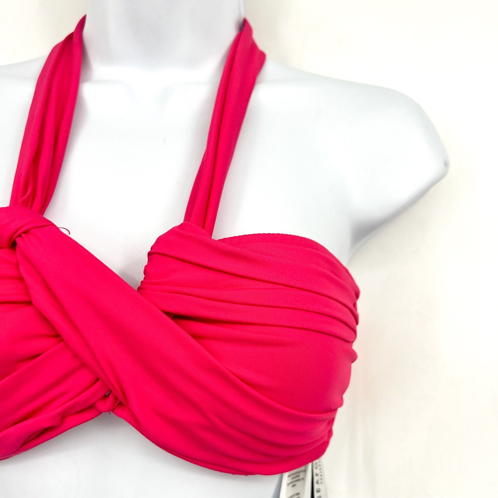 SEAFOLLY Women's Halter Bandeau Bikini Top Size 4 Pink Raspberry Adjustable NWT
