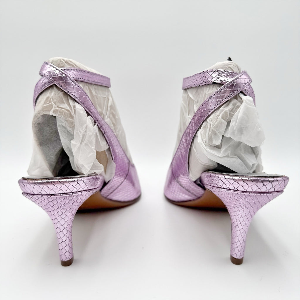 Naturalizer Womens Eliya Slingback Pumps US 8.5 Wide Purple Metallic Leather NIB