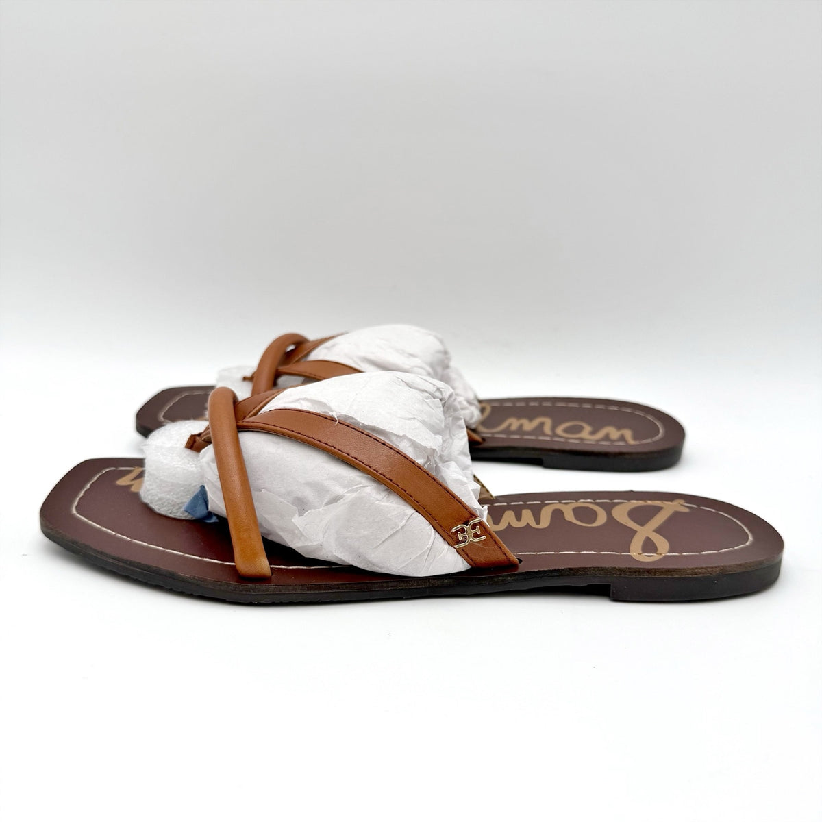 Sam Edelman Womens Abbey Flat Sandals Size 8 EU 38 Brown Leather NIB