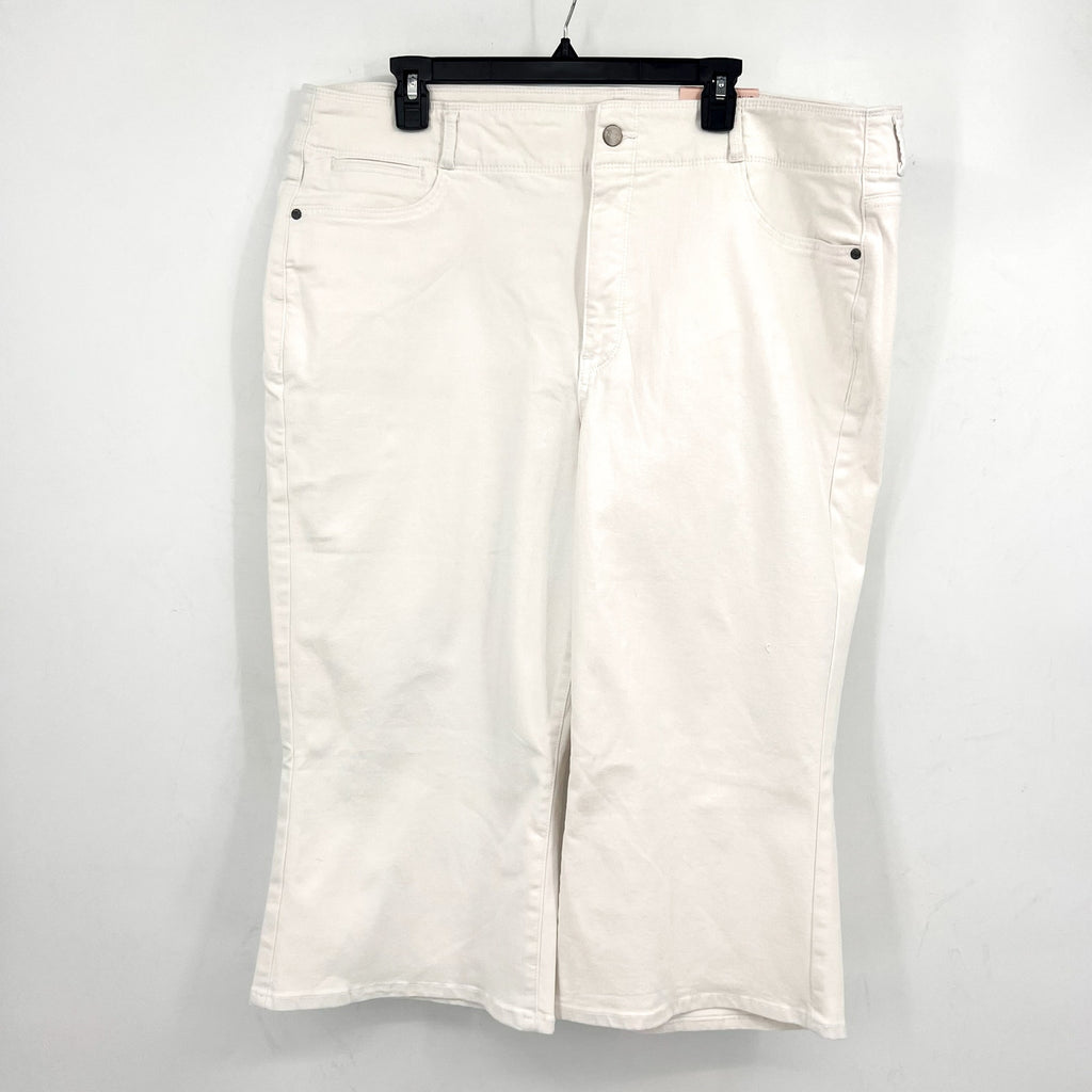 NYDJ Womens Cool Embrace Wide Leg Crop Jeans 18W PETITE Optic White NWT