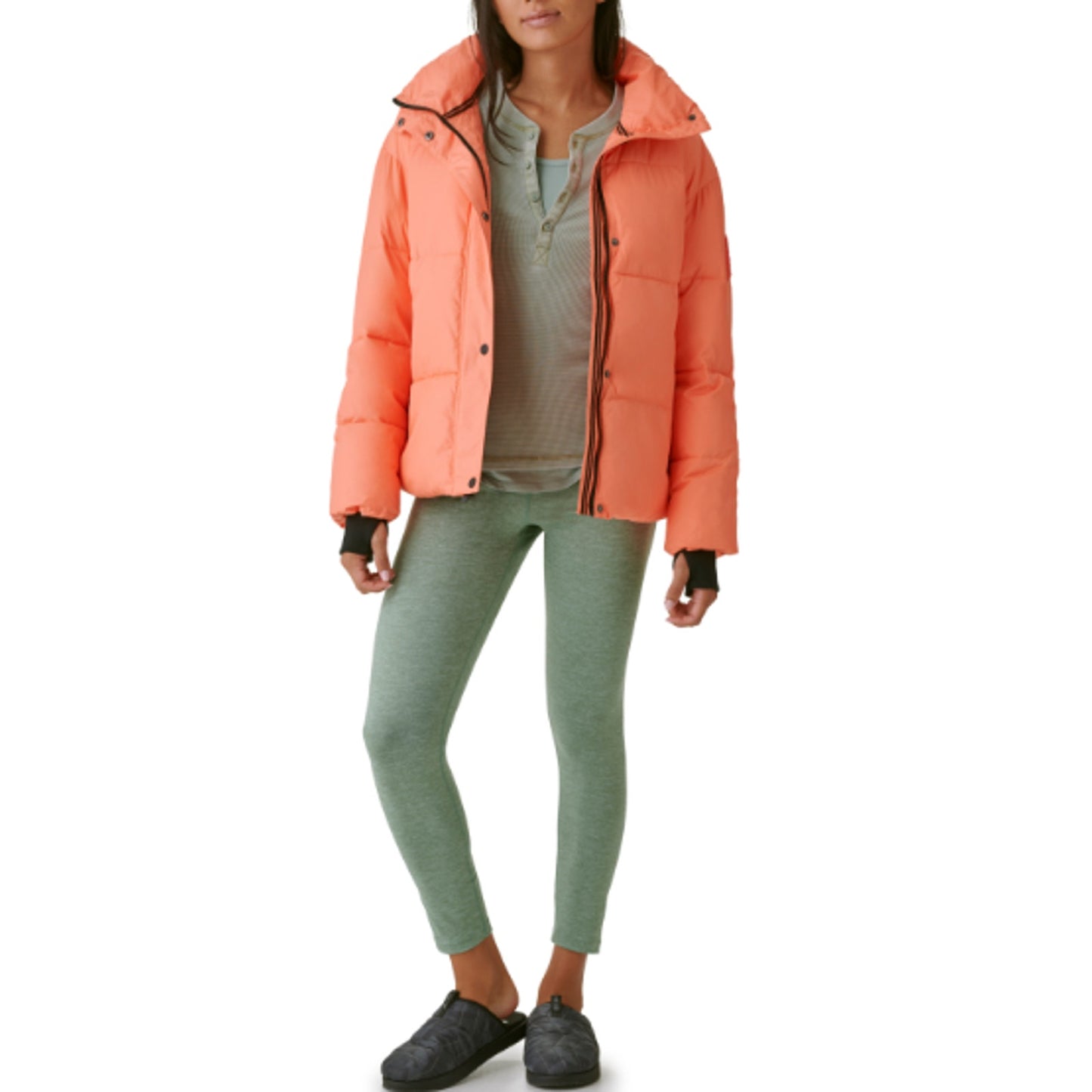 BASS OUTDOOR Women's Discovery Puffer Jacket XS Orange Living Coral Full Zip NWT