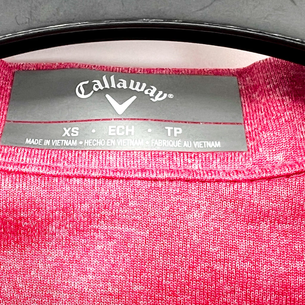 CALLAWAY Womens Sleeveless Polo Shirt XS Pink Peacock 1/4 Zip Golf NWT