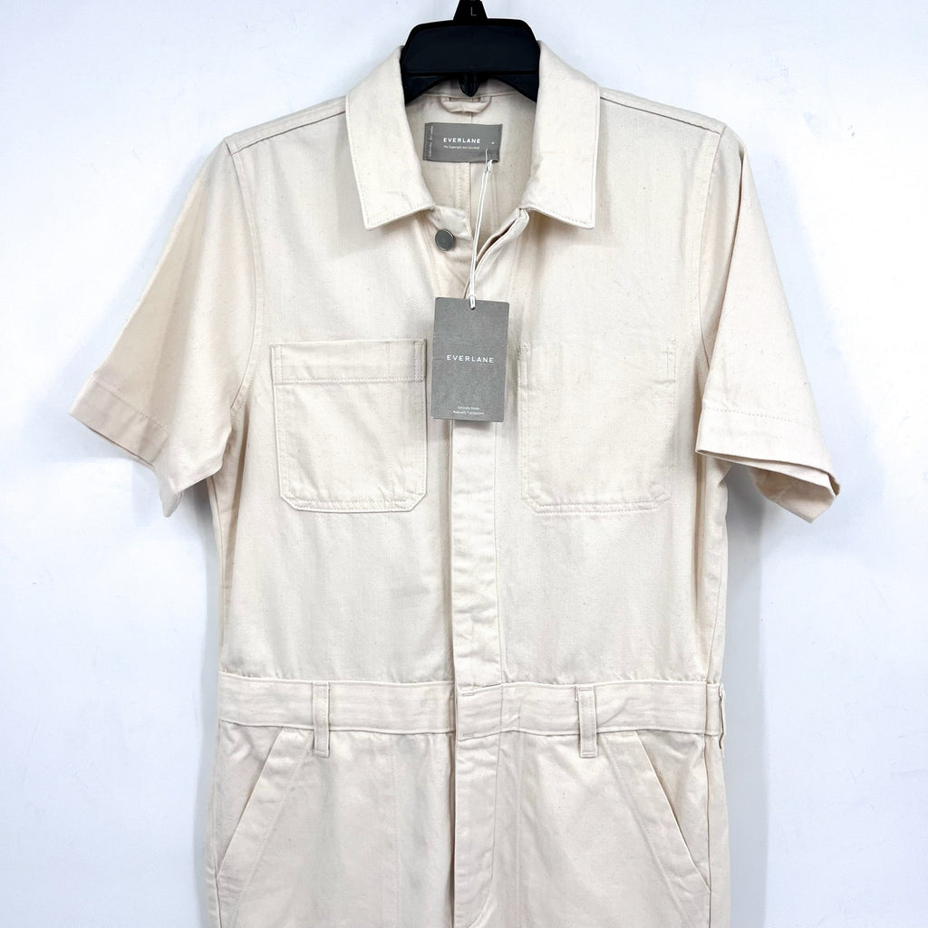 EVERLANE Women's The Supersoft Jean Coverall Size 6 Cream Jumspsuit NWT