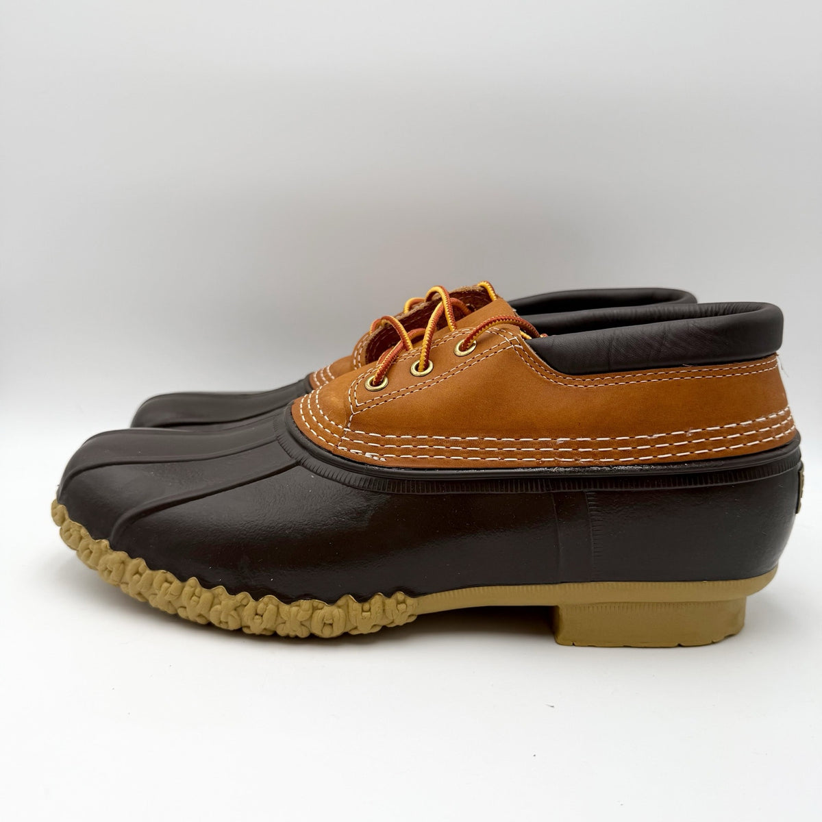 L.L.Bean Mens Gumshoe Ankle Booties Size 12 Brown Leather Rubber Waterproof NIB