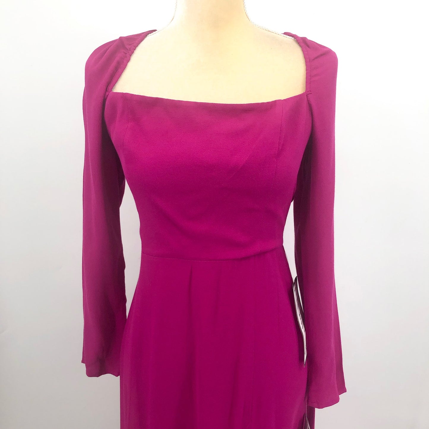 ADRIANNA PAPELL Women's Midi Dress Size 6 Pink Square-neck Light Crepe NWT