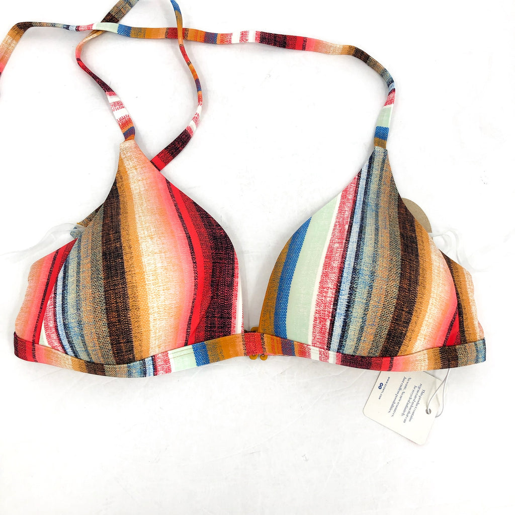 PRANA Women's Lexie Halter Bikini Top XL Multi Baja Stripe UPF 50+ NWT