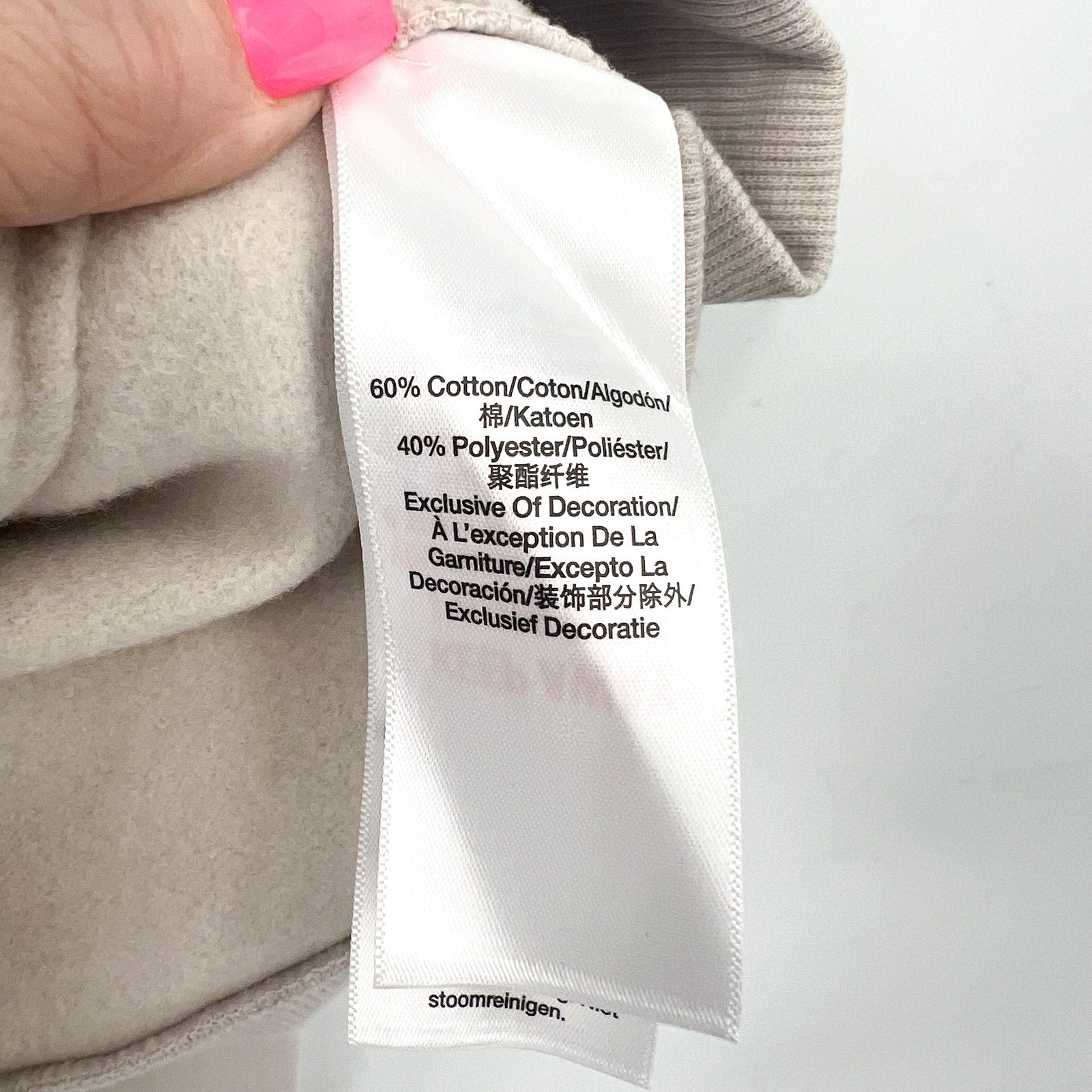 DKNY Women's Sequin Fleece Hoodie Large Taupe Tan Pullover Sweatshirt NWT