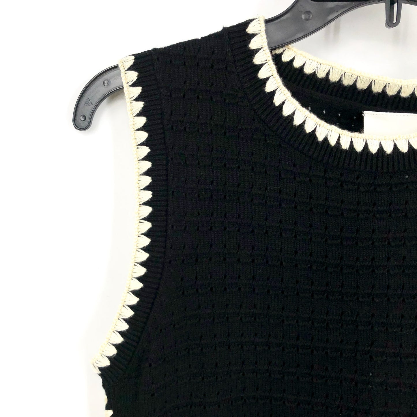 VARLEY Womens Dwight Tank Knit Midi Dress XS Black White Scalloped Edge NWT