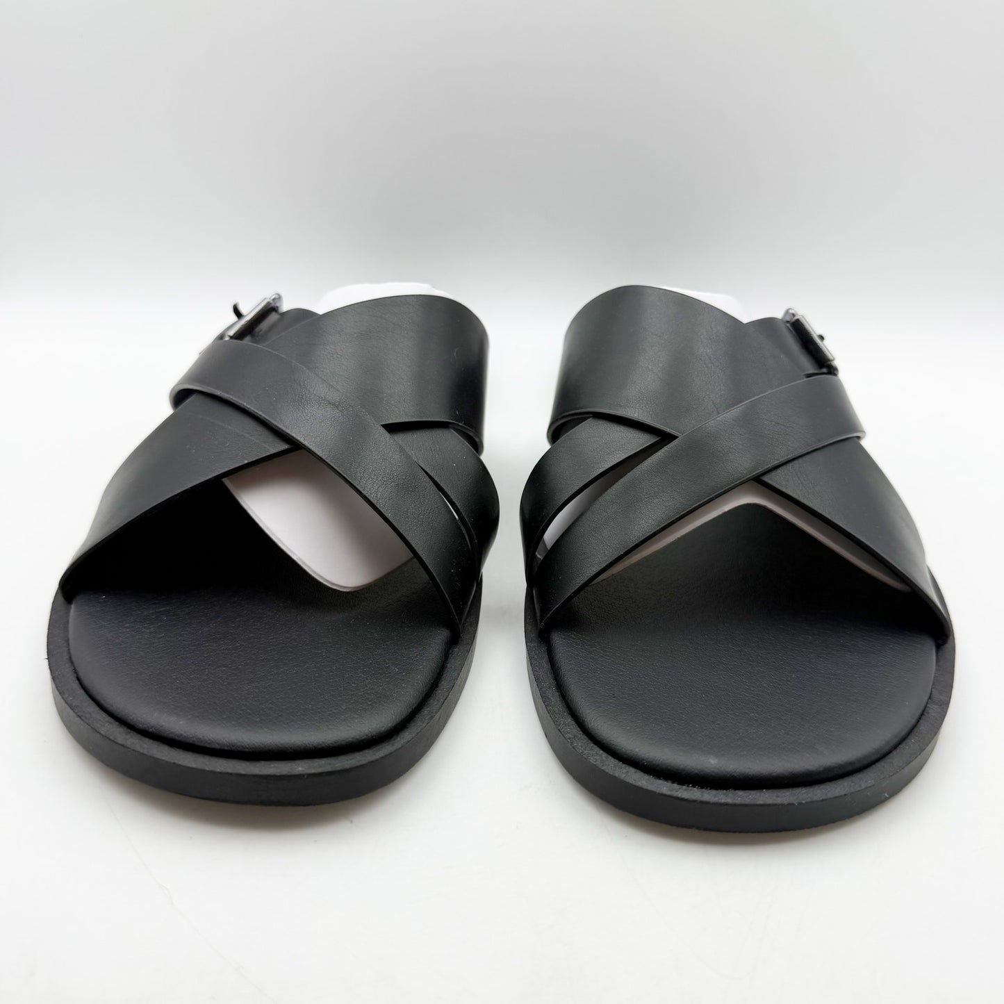 Calvin Klein Mens Elon Slip On Sandals US 13 M Black Vegan Leather NIB