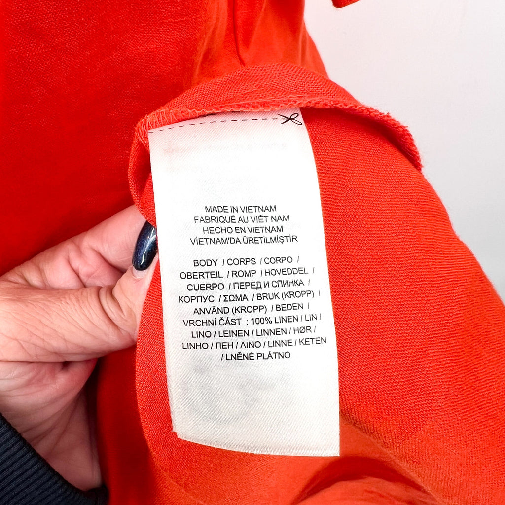 LAUREN RALPH LAUREN Tie-Front Linen Shirtdress Size 6 Orange Short Sleeve NWT