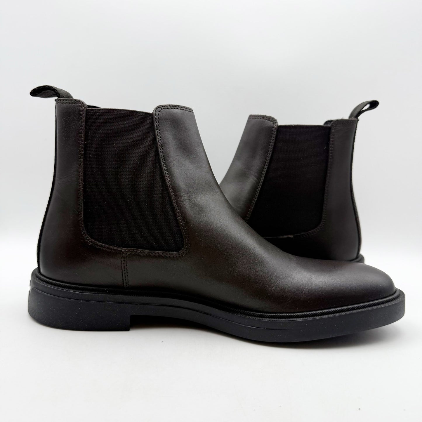 Boss Mens Calev Chelsea Ankle Boots EU 40 US 7 Dark Brown Leather NWOB