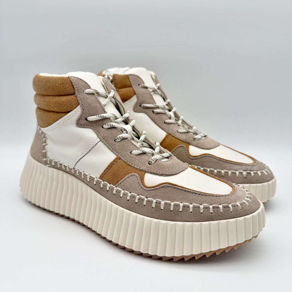 Dolce Vita Womens Daley Hi-Top Casual Sneakers Size 7.5 M Tan White Suede NIB
