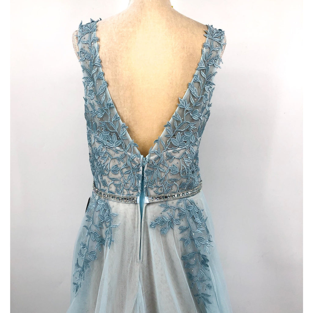 SAY YES TO THE PROM TLC Women's Embroidered Prom Dress 14W Light Blue NWT