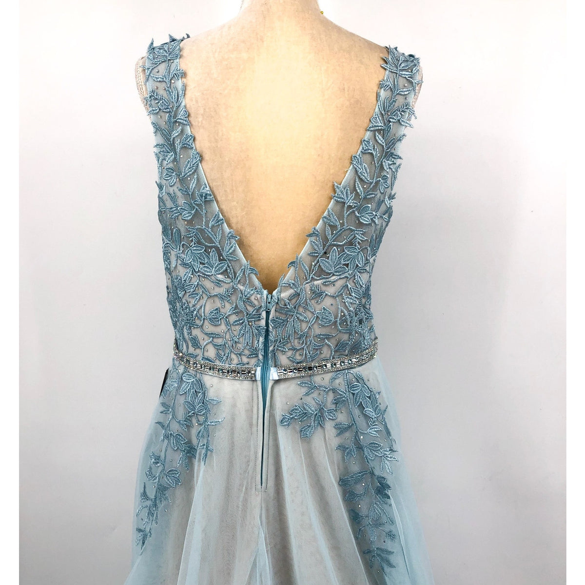 SAY YES TO THE PROM TLC Women's Embroidered Prom Dress 14W Light Blue NWT