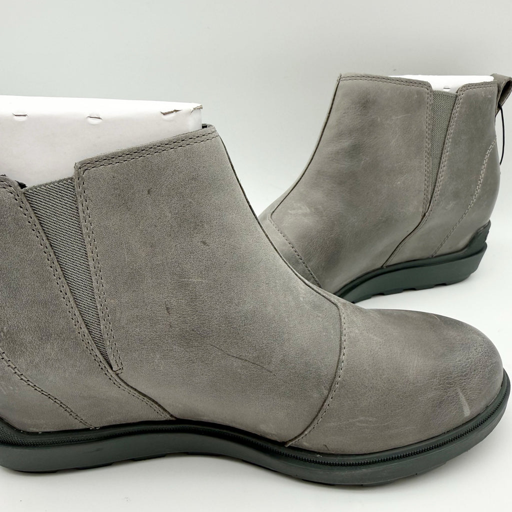 Sorel Womens Evie ll Zip Wedge Bootie Size 10.5 Grey Leather Waterproof NIB