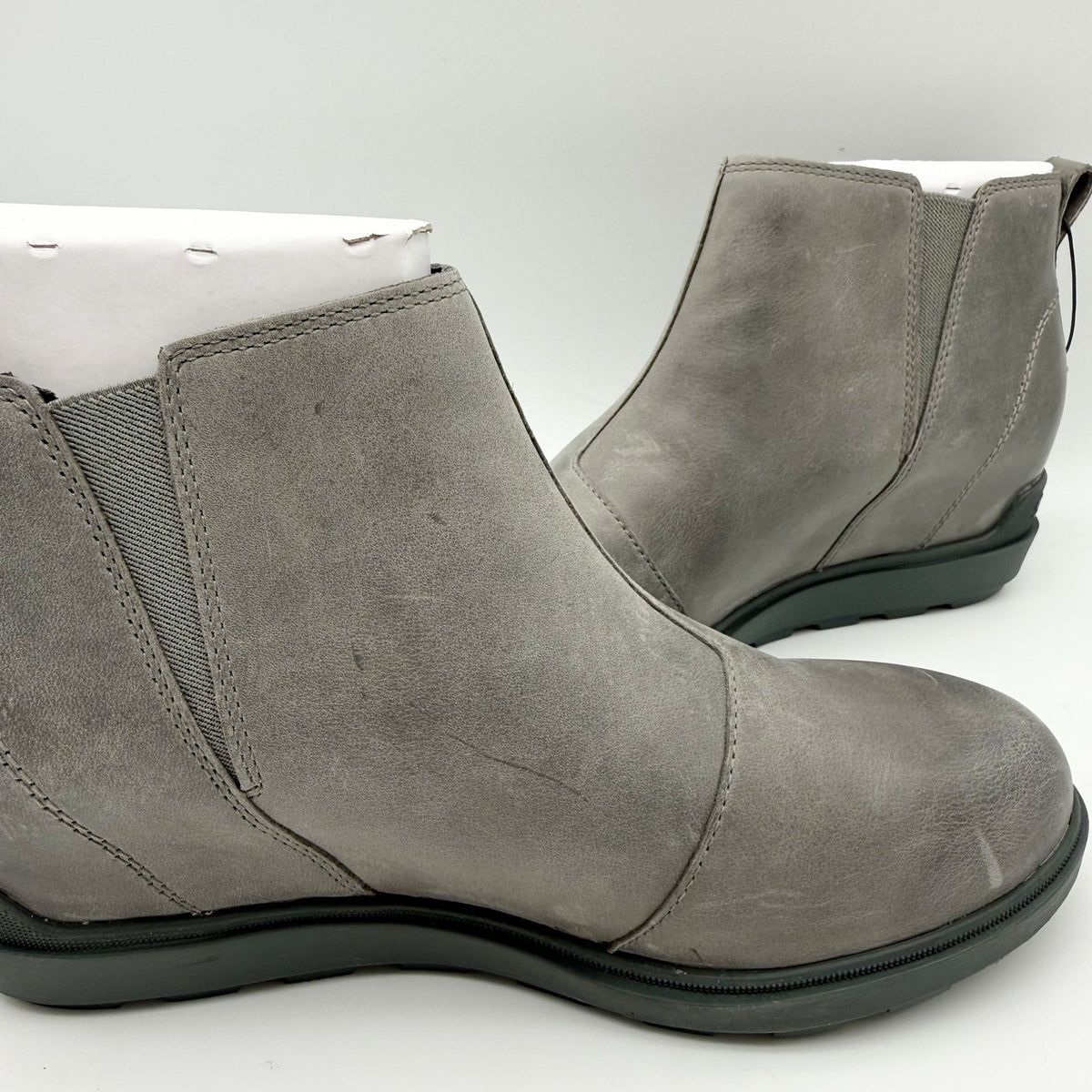 Sorel Womens Evie ll Zip Wedge Bootie Size 10.5 Grey Leather Waterproof NIB