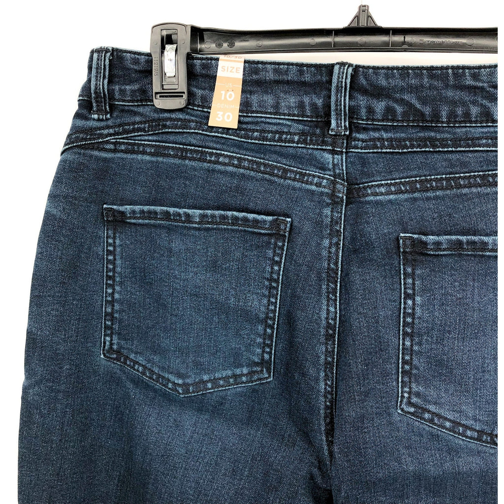 PRANA Womens Buxton Boyfriend Jeans Size 10 30x27 Deep Blue Stretch Mid-Rise NWT