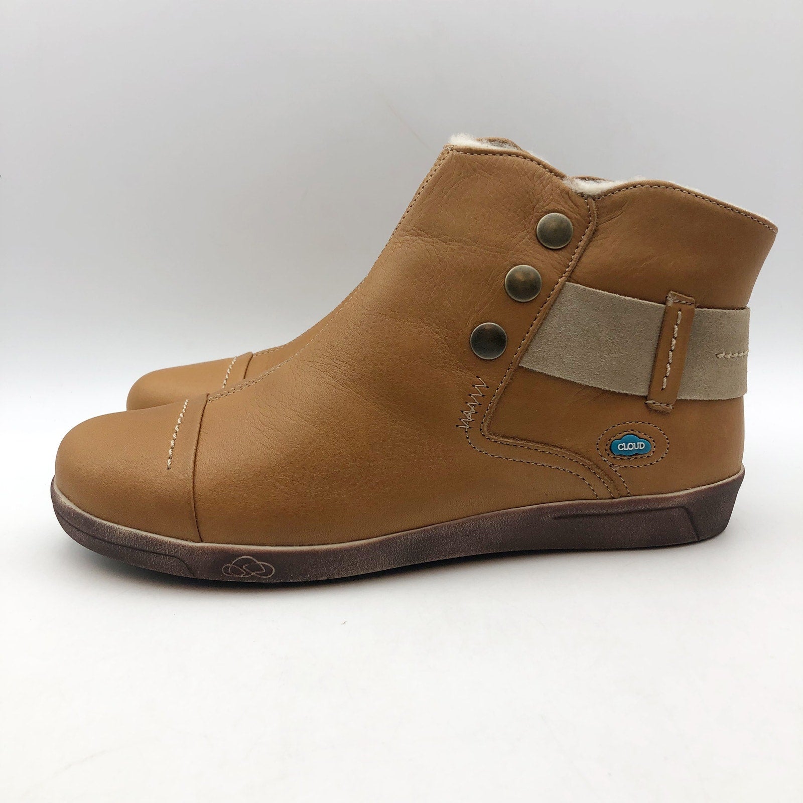 CLOUD Footwear Womens Aline Basic Boots Size 7 EU 38 Tan Leather Wool Lining NIB