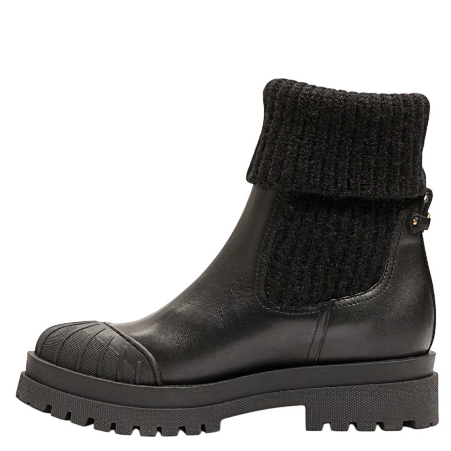 Sam Edelman Womens Steele Chelsea Boots Size 7 M Black Knit Leather NIB