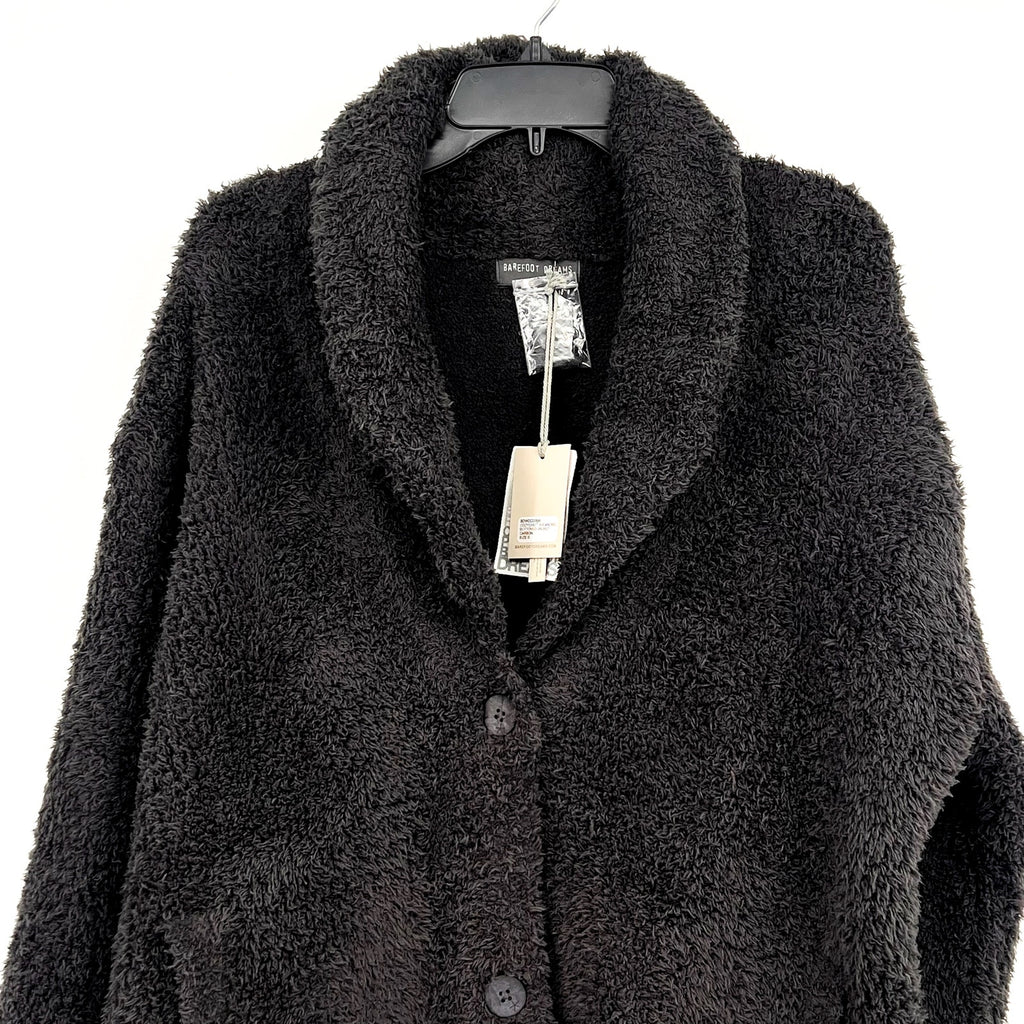 BAREFOOT DREAMS CozyChic Shearling Button Front Jacket Small Carbon Grey NWT