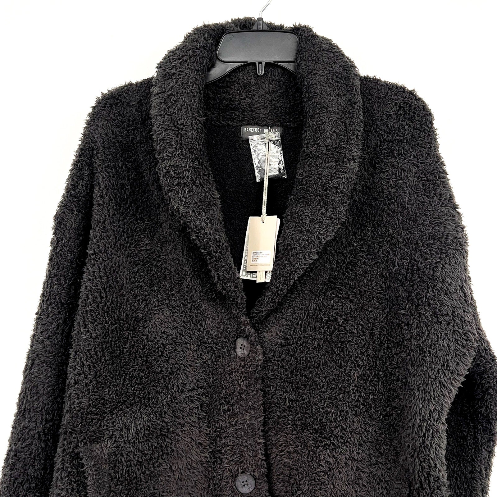 BAREFOOT DREAMS CozyChic Shearling Button Front Jacket Small Carbon Grey NWT