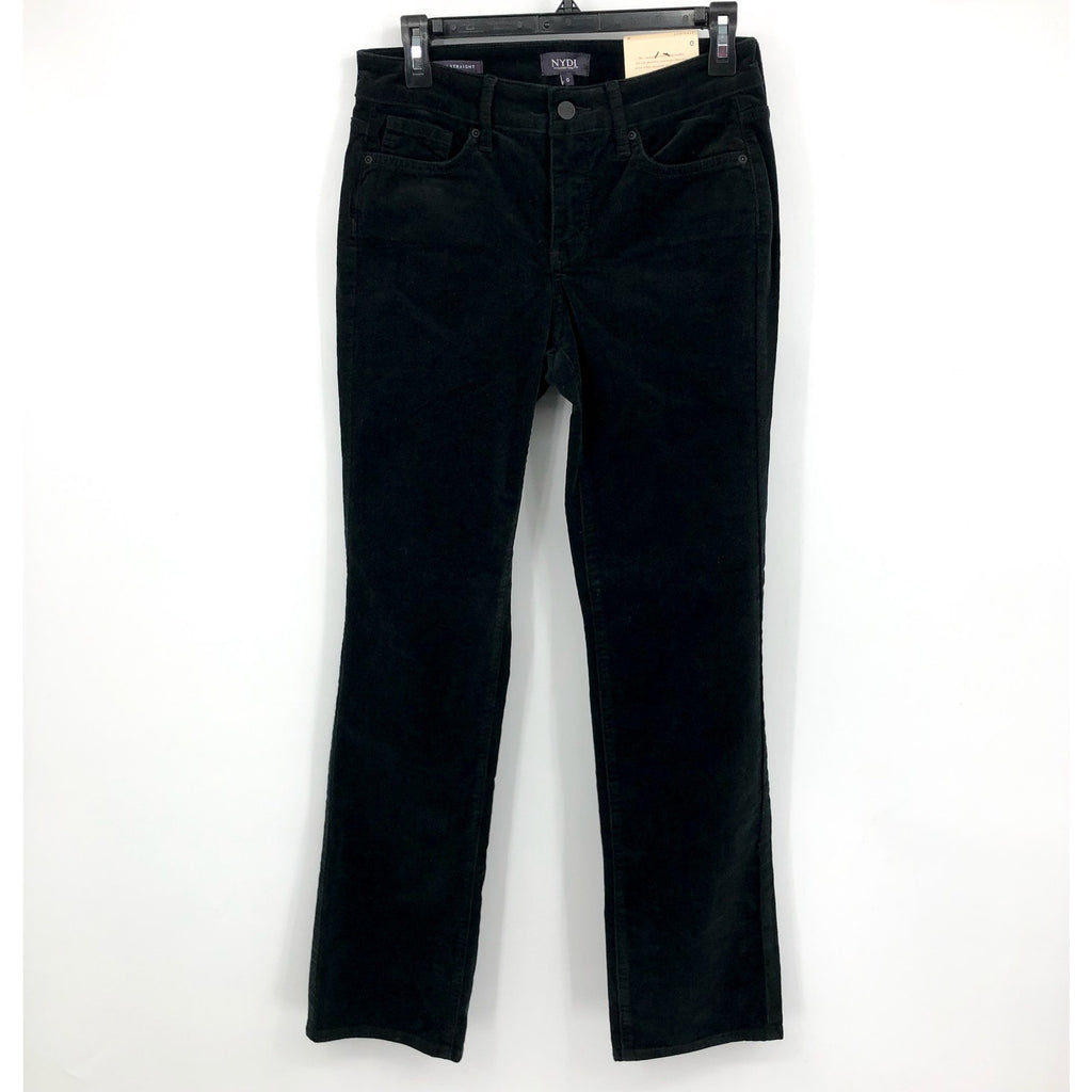 NYDJ Women's Marilyn Straight Jeans Size 0 Black Corduroy Stretch 30" Inseam NWT
