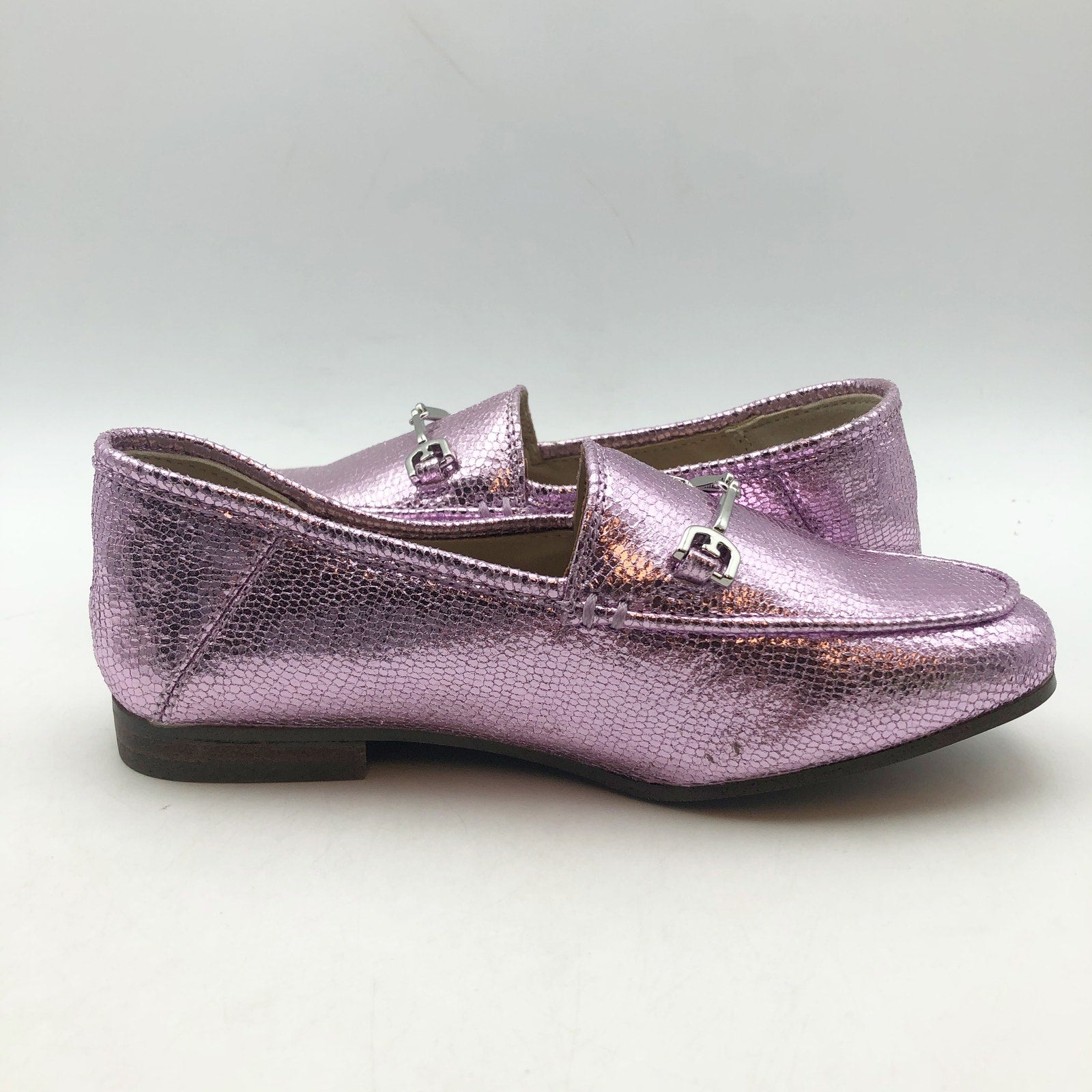 Sam Edelman Girls Loraine Slip On Loafers Kids Size 12 Metallic Lilac Purple NIB
