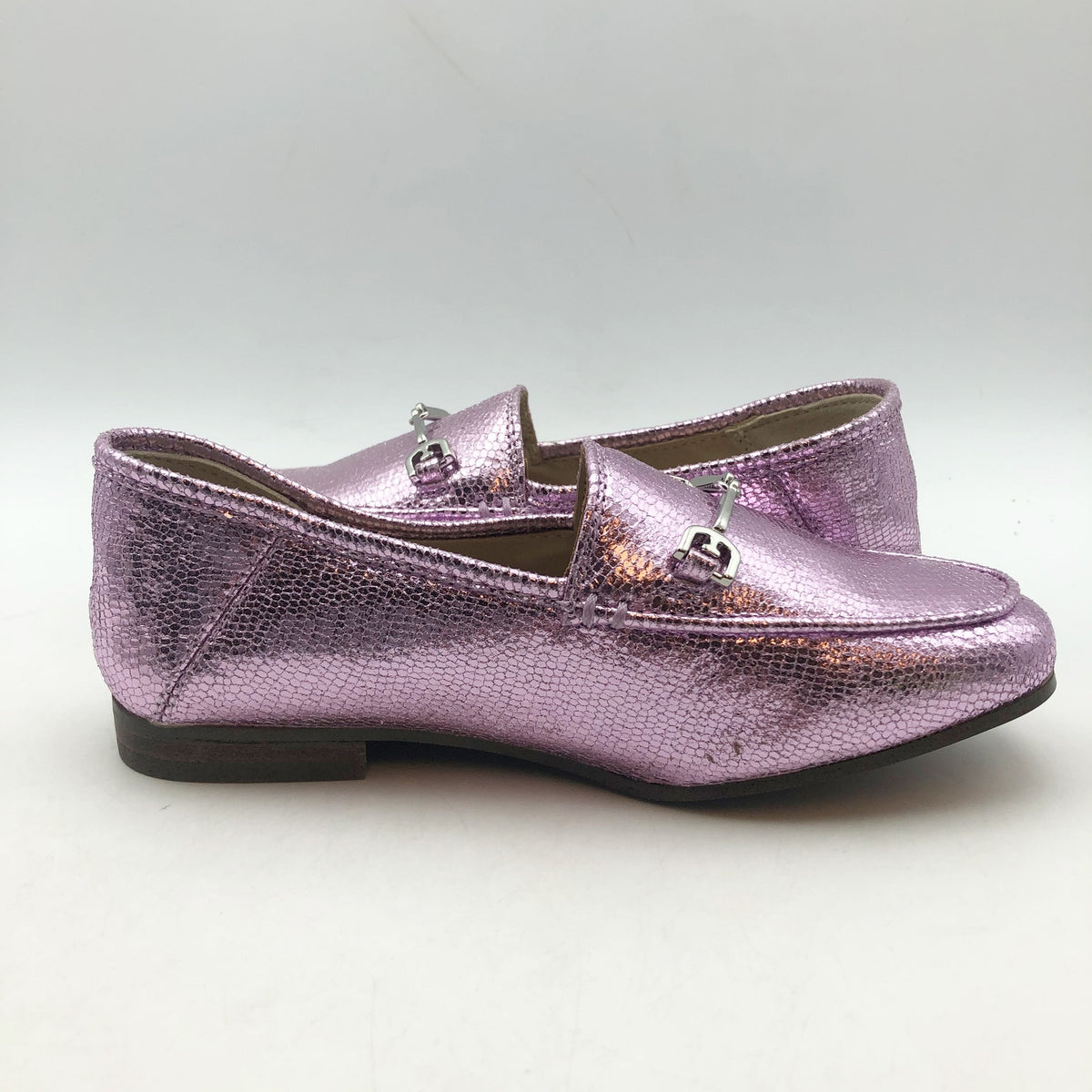 Sam Edelman Girls Loraine Slip On Loafers Kids Size 12 Metallic Lilac Purple NIB