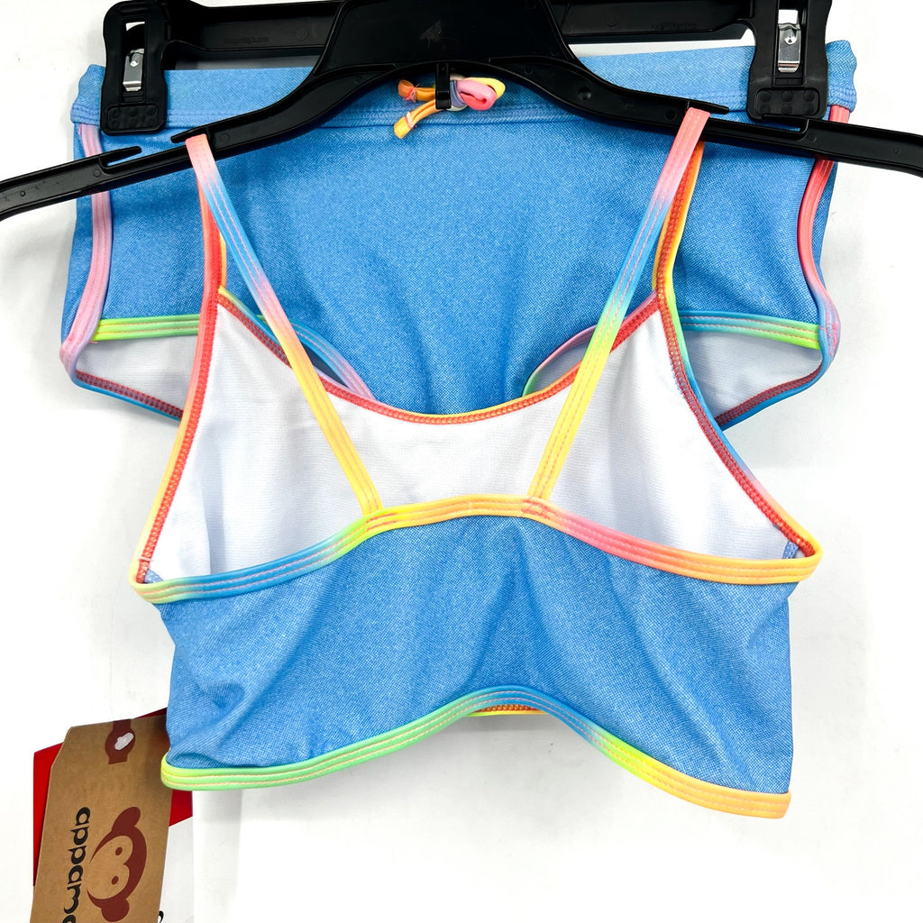 APPAMAN Girl's Stella Swimsuit Short Set Size 10 Blue Digital Denim UPF 50+ NWT