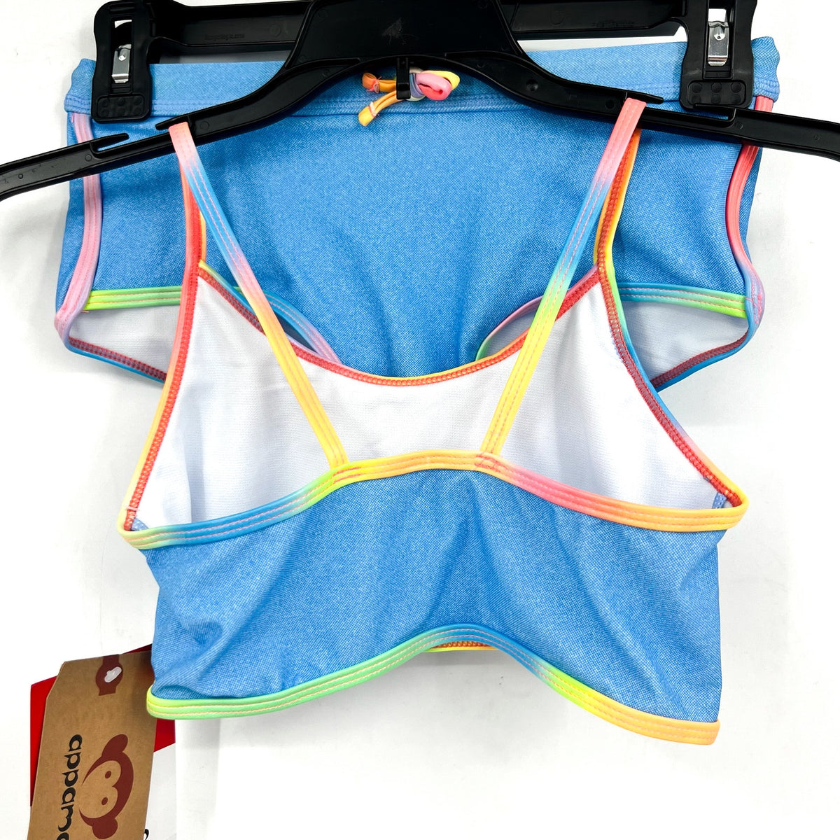 APPAMAN Girl's Stella Swimsuit Short Set Size 10 Blue Digital Denim UPF 50+ NWT